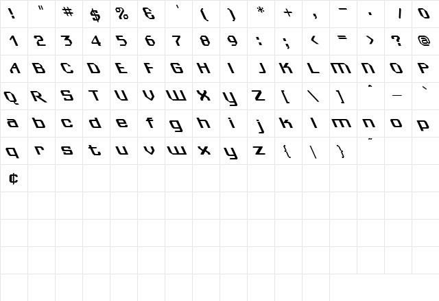 Sydneys Left Regular font glyphpreview