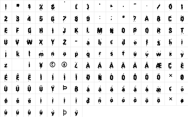 FZ WACKY 31 Normal font glyphpreview
