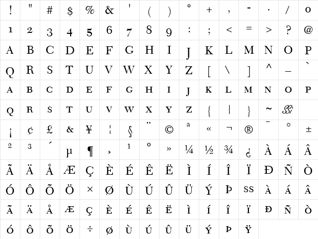 Tycoon Old Style SSi Small Caps font glyphpreview