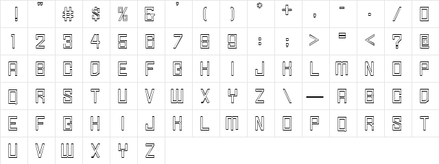 Simply Square Outline JL Regular font glyphpreview