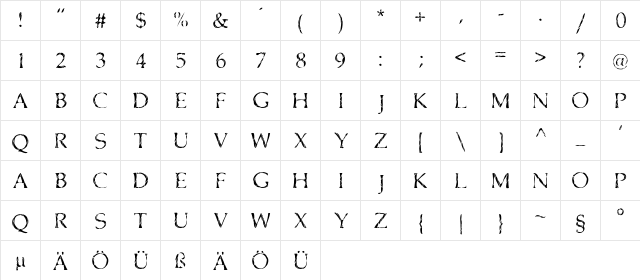 Cone Of Silence Regular font glyphpreview