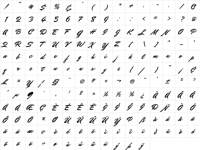 Mr Dafoe Regular font glyphpreview