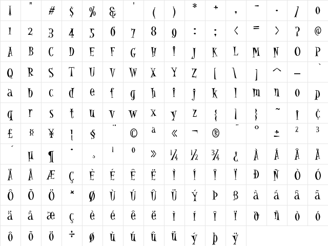 AlleycatBopICG Regular font glyphpreview