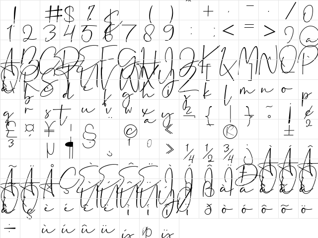 Dantina Regular font glyphpreview