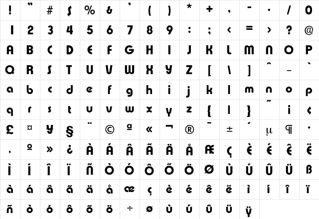 Expressa-Bold Regular font glyphpreview