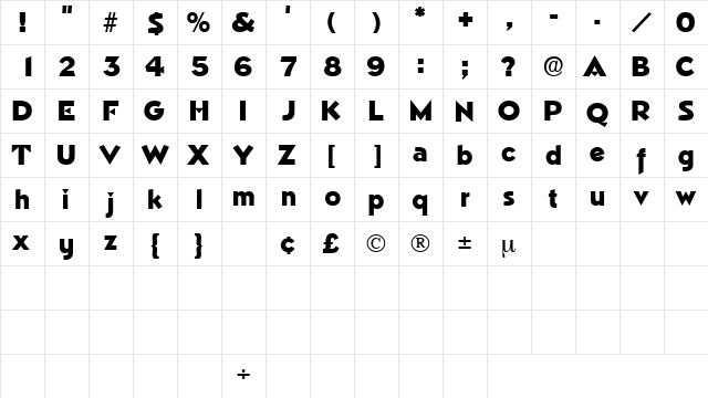 TricorneDisplaySSK Regular font glyphpreview
