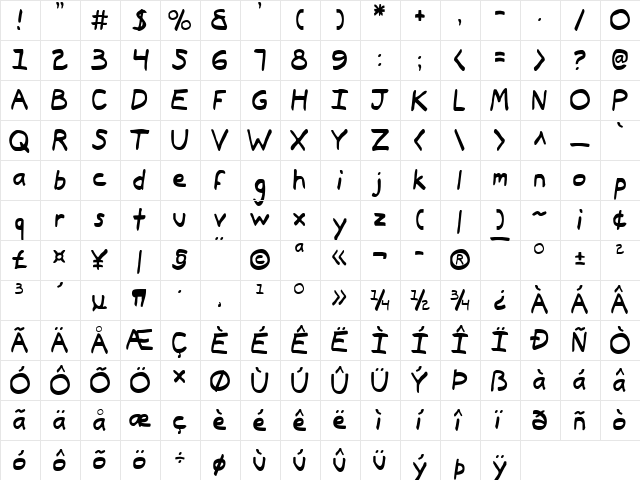 Typeecanoe Regular font glyphpreview