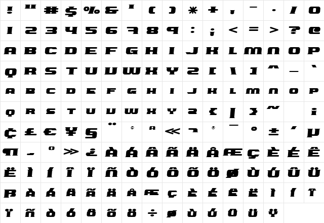 Roadster Regular font glyphpreview