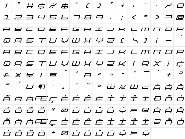 QuickTech Title Italic Italic font glyphpreview