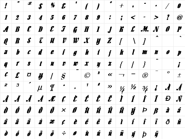 Aloe BoldItalic font glyphpreview