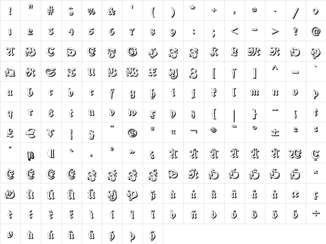 Fraktur Shadowed Regular font glyphpreview