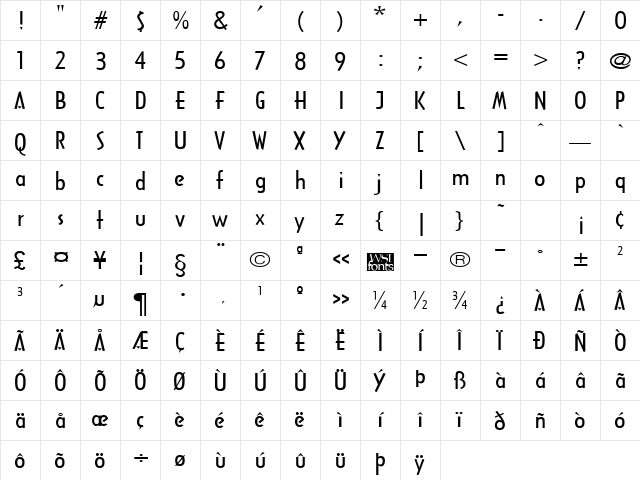 ArcaneBroad Regular font glyphpreview
