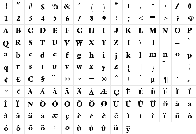 V691-Roman Bold font glyphpreview