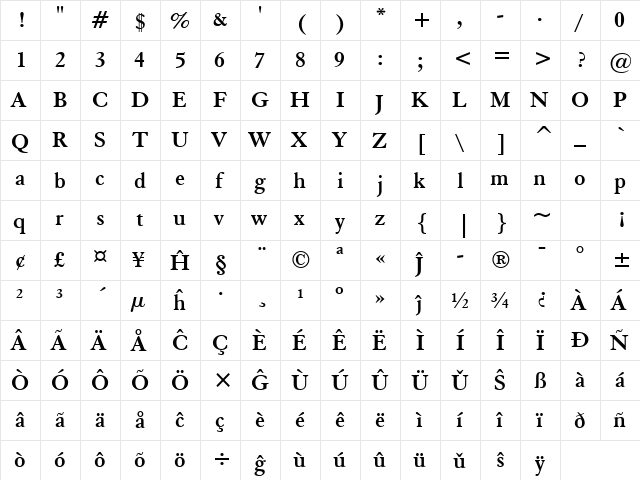 ElegaGarmnd BT Eo Bold font glyphpreview