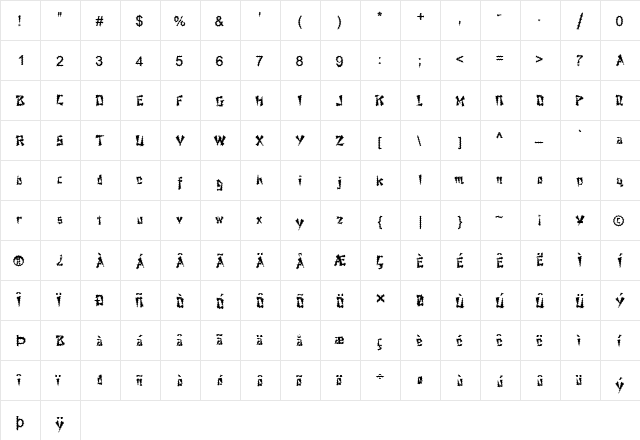 FZ UNIQUE 21 SPIKED Normal font glyphpreview