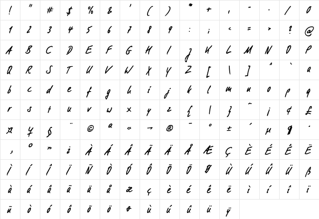 FilzerhandEF Regular font glyphpreview