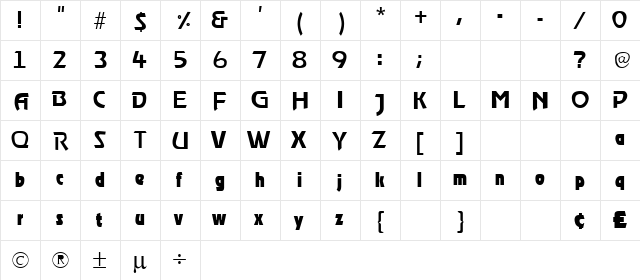 Space 1 Regular font glyphpreview