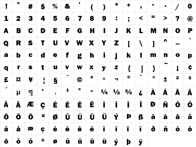 FranklinGothicEF Heavy font glyphpreview