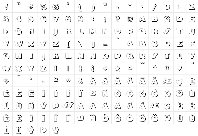 DS Fatty Shadow Regular font glyphpreview
