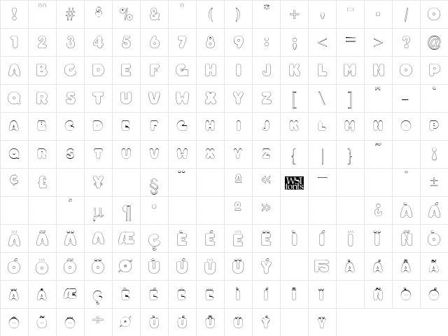 ChubbyOutline Regular font glyphpreview