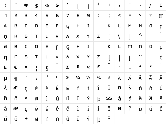 ChollaUnicase Regular font glyphpreview