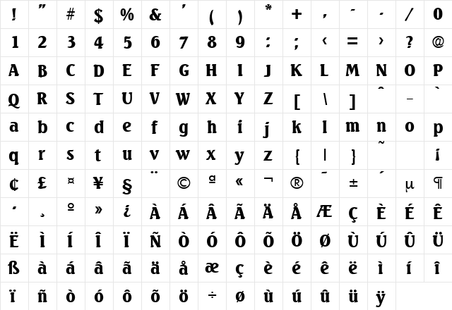 Seagull-Serial-Black Regular font glyphpreview