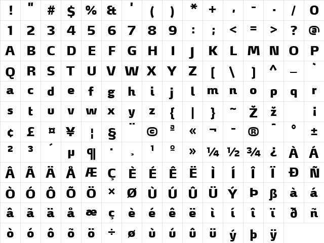 MaxDemiSerifLF-Black Regular font glyphpreview