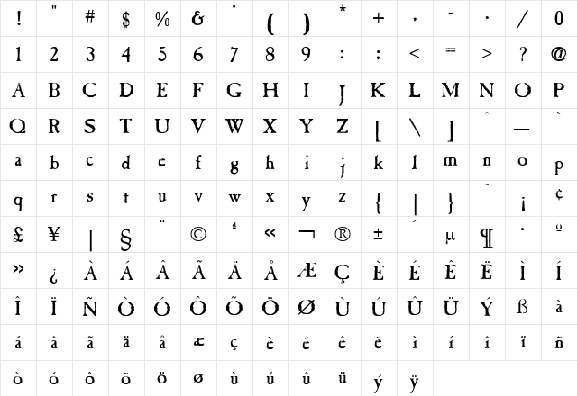 CasablancaAntique Regular font glyphpreview