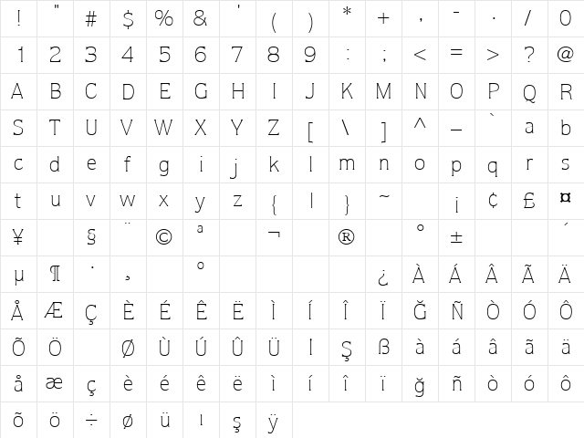 TR DoorsLight Regular font glyphpreview