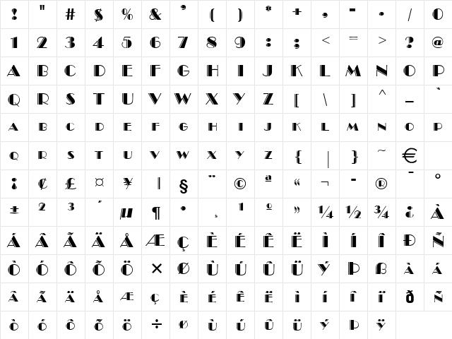 BrandoEngraved Normal font glyphpreview