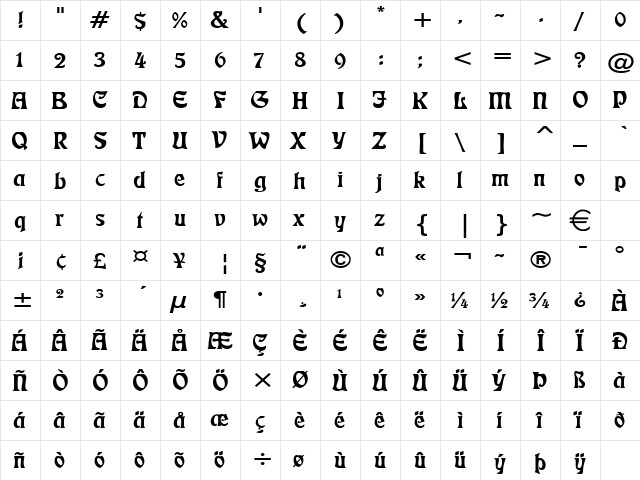 FreedomWide Normal font glyphpreview