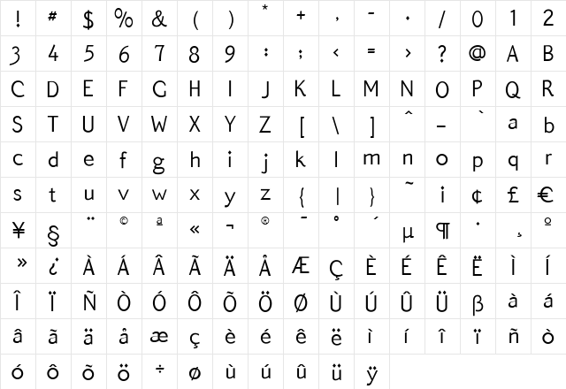 QuickType Sans Regular font glyphpreview