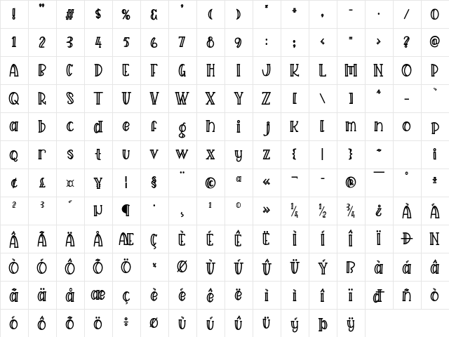 Freezed Regular font glyphpreview