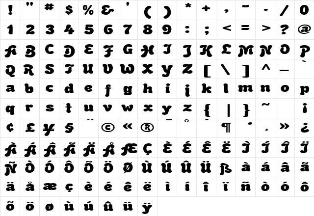 BubbleSoftExtended Regular font glyphpreview