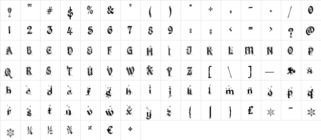 Kingthings Christmas Regular font glyphpreview