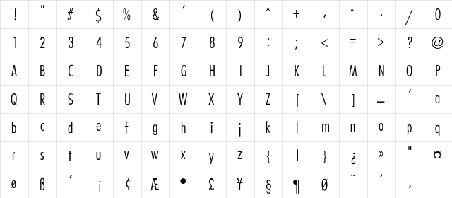 Futura-CondensedLight-Thin Regular font glyphpreview