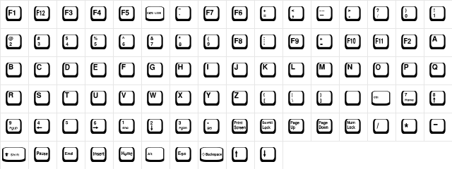 Key-Top Regular font glyphpreview