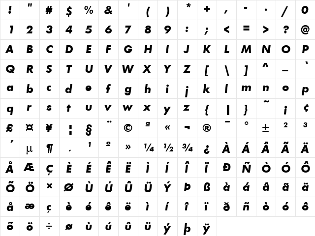 Futura T Bold Oblique font glyphpreview