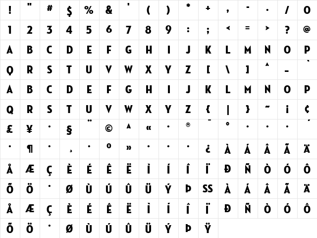 NeutrafaceCondensedPS Black font glyphpreview