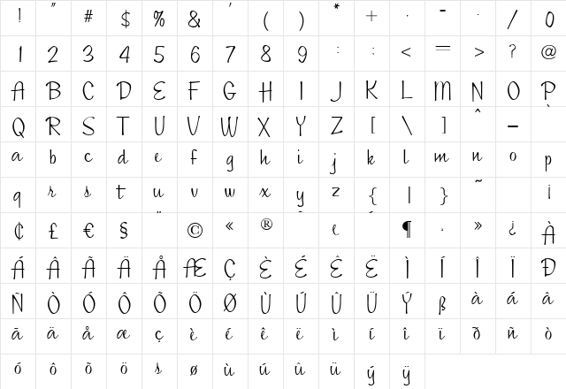 ScriptoramaHostessJF Regular font glyphpreview