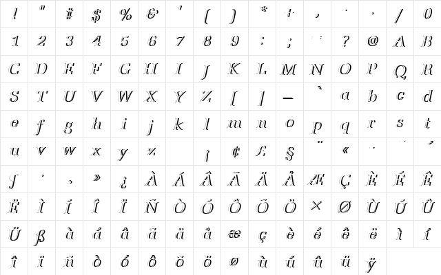 URWLatinoTRegItaRe1 Regular font glyphpreview
