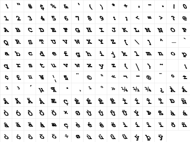 FZ BASIC 54 SPIKED LEFTY Normal font glyphpreview