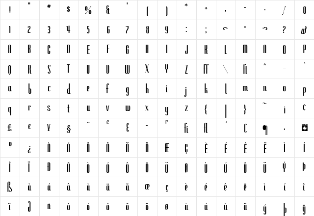 Flirt Regular font glyphpreview