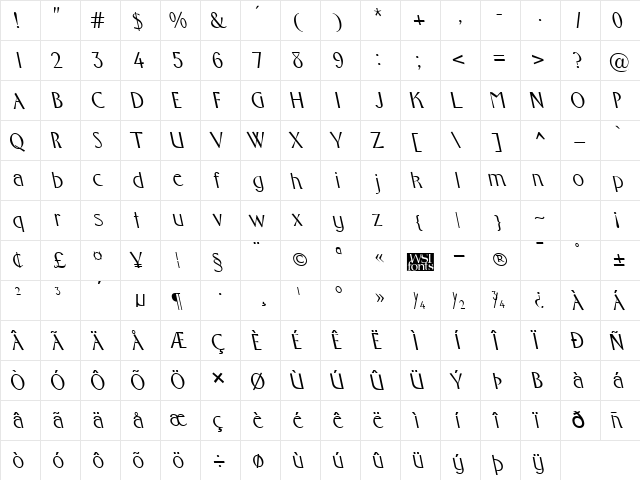 FosterBS Regular font glyphpreview