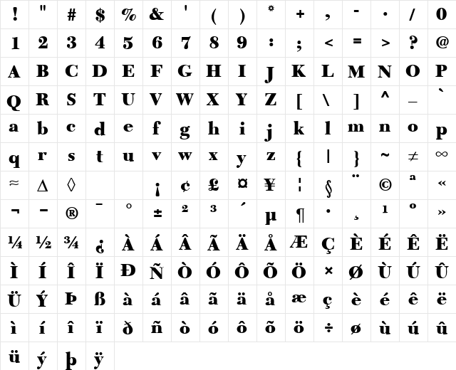 CalendarNovaBlack Regular font glyphpreview