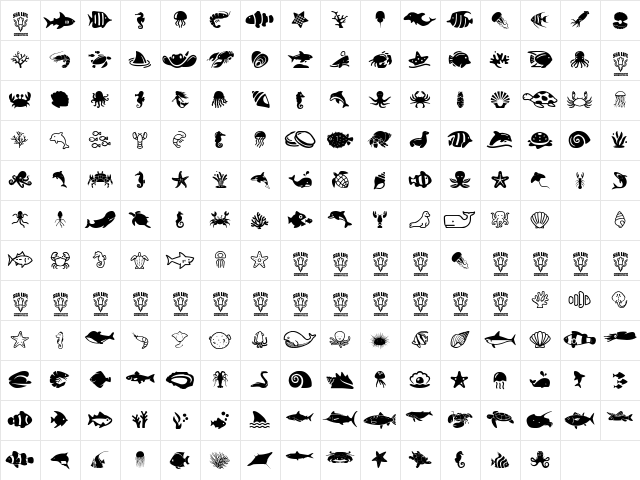 Sea Life Regular font glyphpreview