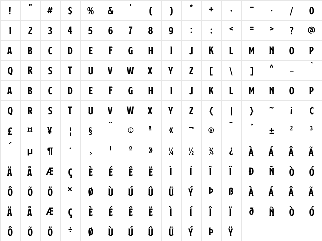 SS Nickson One Regular font glyphpreview