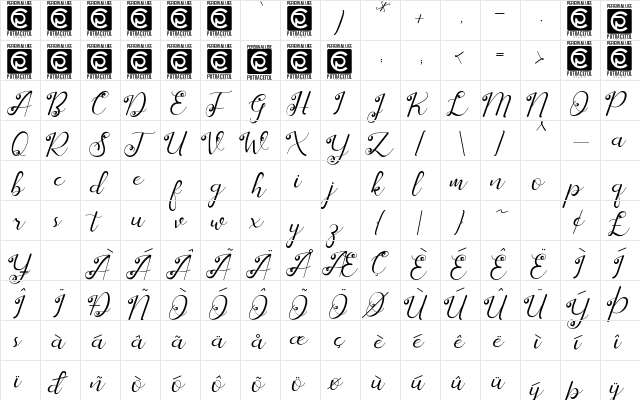 Stasya Free Regular font glyphpreview