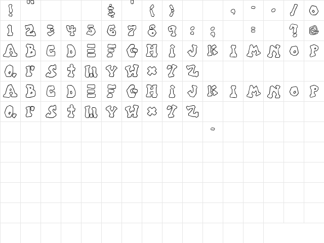 SBC Aztec Outline Regular font glyphpreview