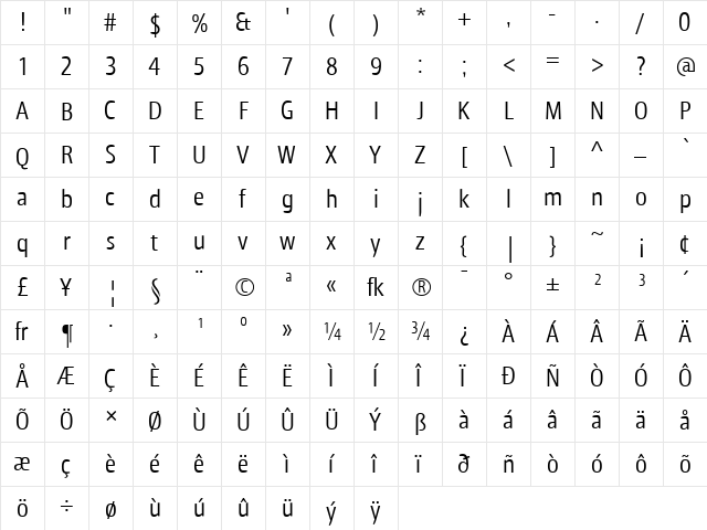 Dione Regular font glyphpreview
